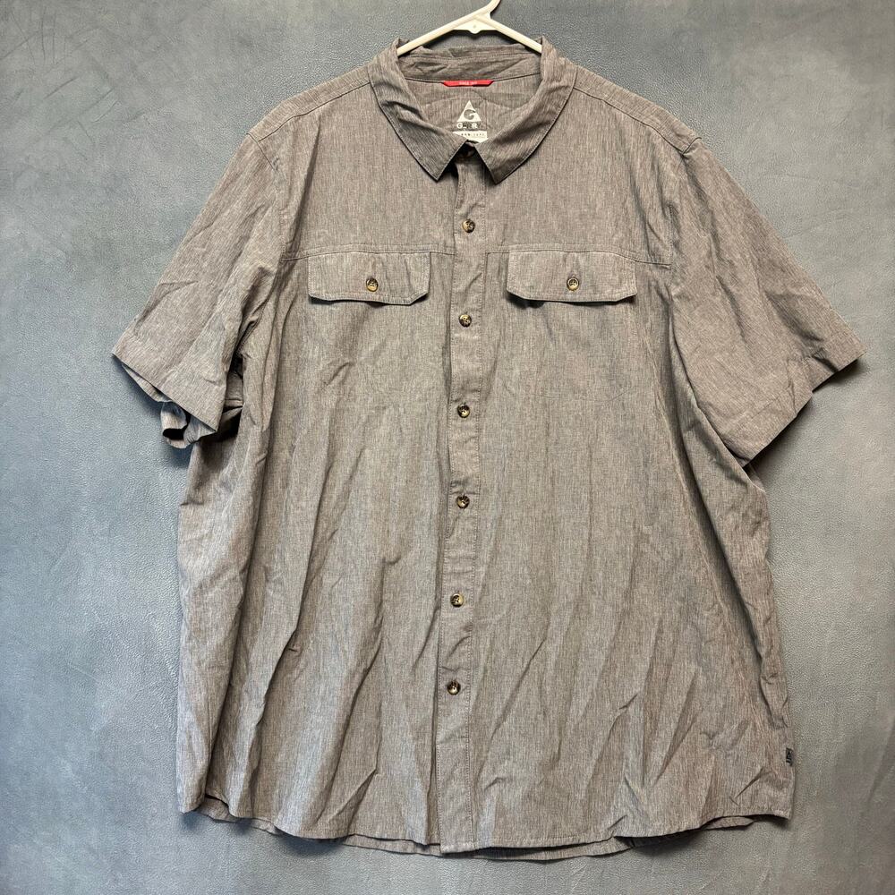 Gerry XXL Button Up Shirt Gray Short Sleeve Stretch Outdoor Travel Gorpcore Golf
